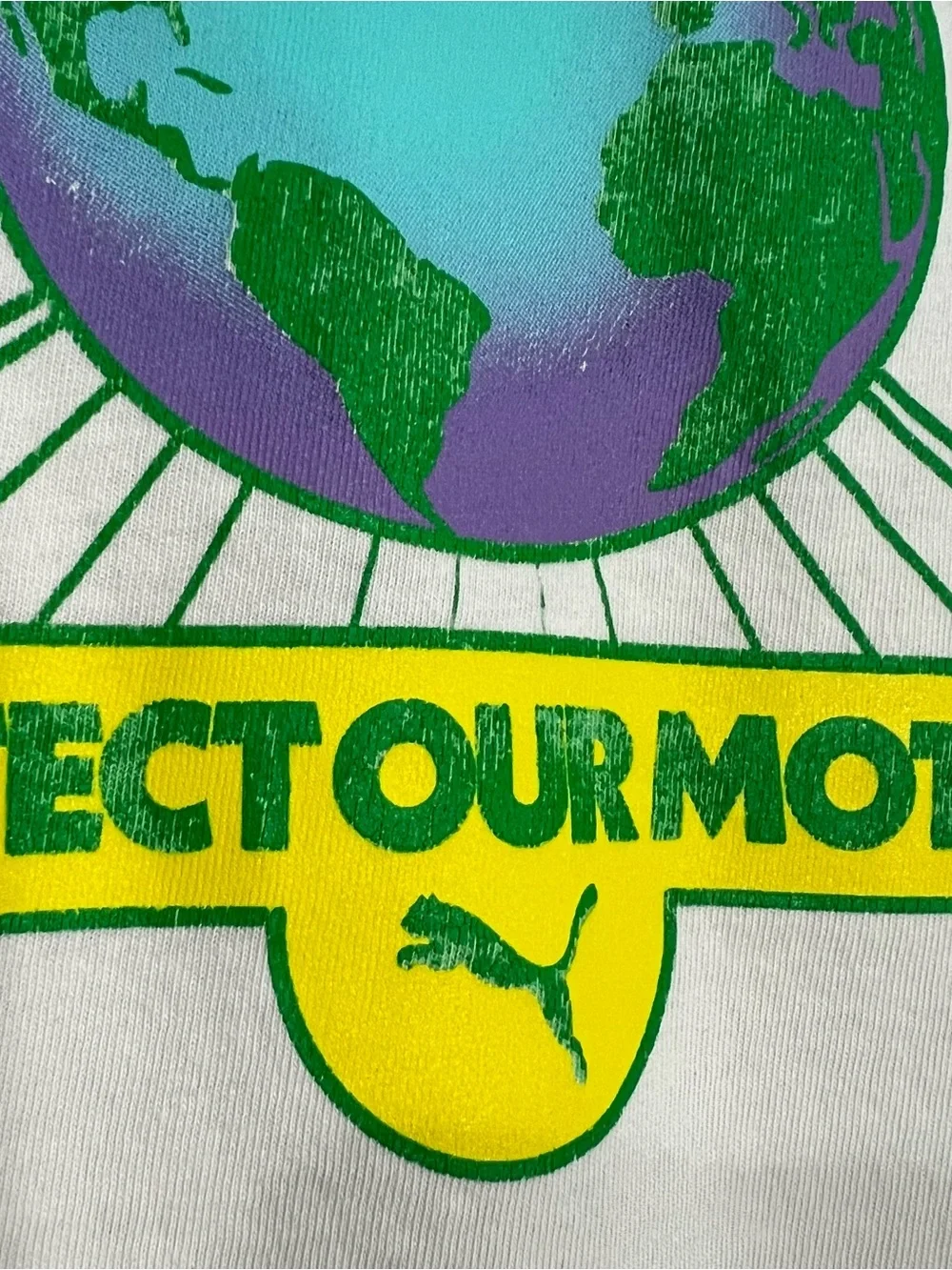 Puma Protect Our Mother Earth White Multi Color Short Sleeve T-Shirt Mens Medium